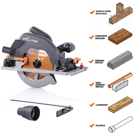 R185CCSX+: Multi-Material Cutting Circular Saw 7-1/4 in. Blade - Evolution Power Tools LLC