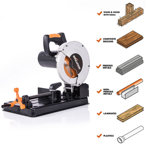 RAGE4: Multi-Material Cutting Chop Saw With 7-1/4 in. Blade - Evolution Power Tools LLC