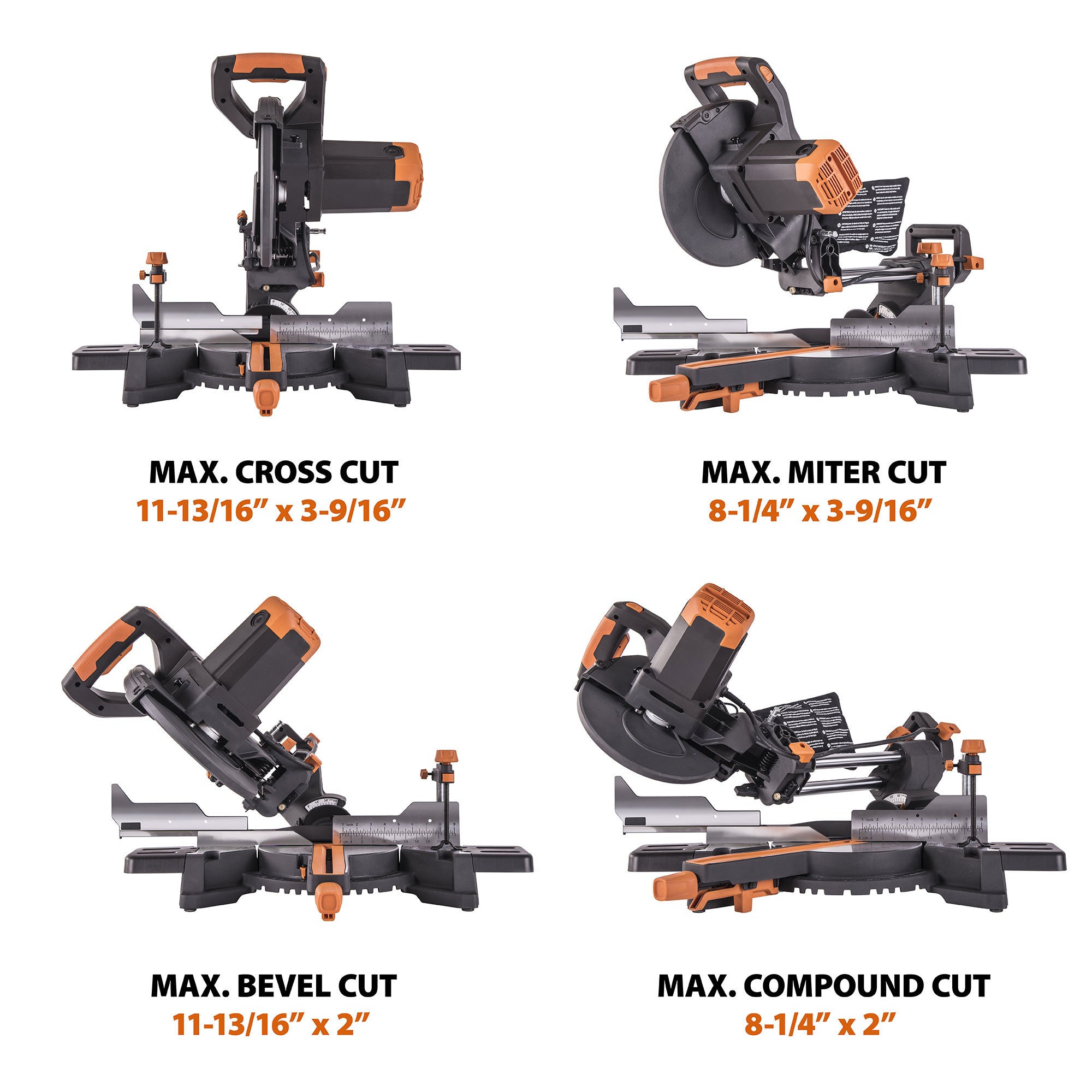 Evolution R255SMS+: Single Bevel Sliding Miter Saw With 10 in. Multi-Material Cutting Blade