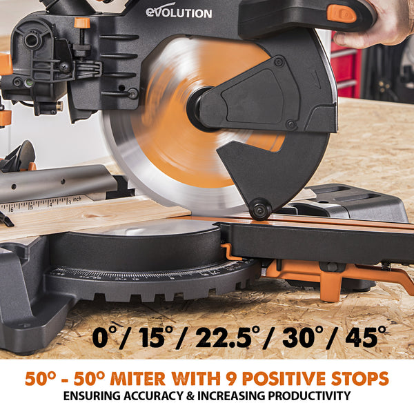 Evolution Power Tools 15A 2600 Rpm Dual Bevel Sliding Miter Saw with 10 in  Blade R255SMSDB+ - Acme Tools