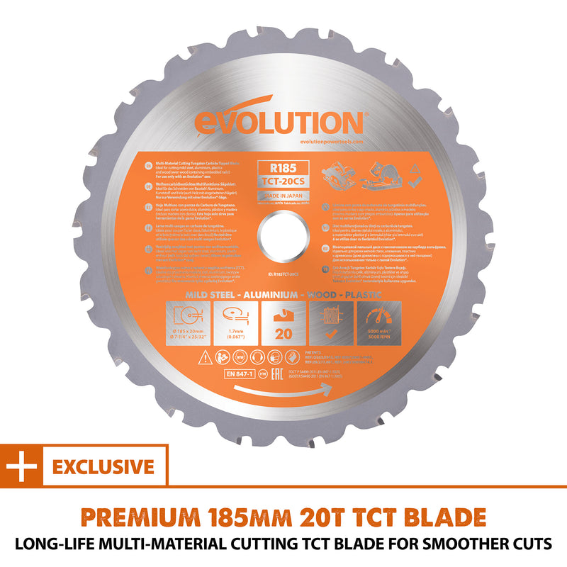 R185CCSX+: Multi-Material Cutting Circular Saw 7-1/4 in. Blade - Evolution Power Tools LLC