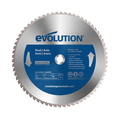 Evolution 15BLADEST: 15 in. 70T, 1 in. Arbor, Tungsten Carbide Tipped ...