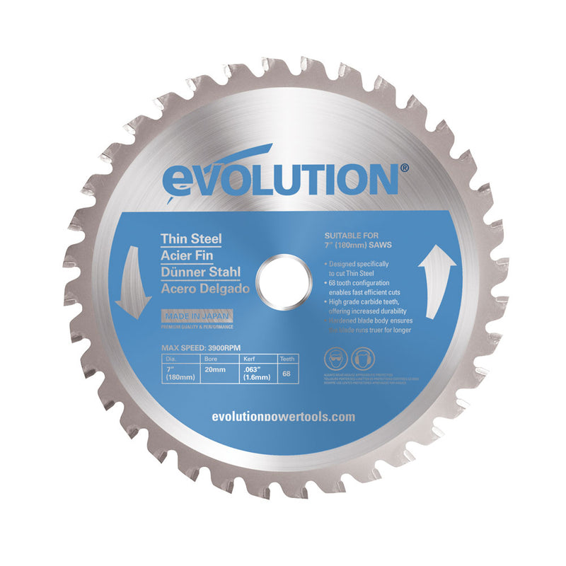 Evolution 180BLADETS | 7 in. | 68T | 20mm Arbor | Thin Steel and Ferrous Metal TCT Blade