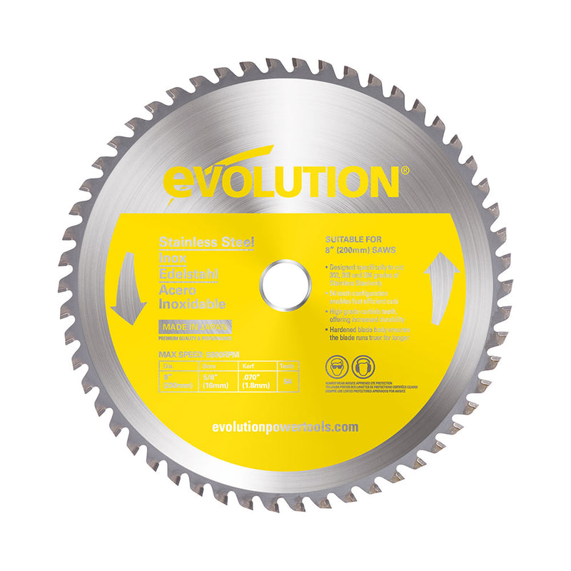 Evolution 8BLADESSN | 8 in. | 54T | 5/8 in. Arbor | Stainless Steel TCT Blade