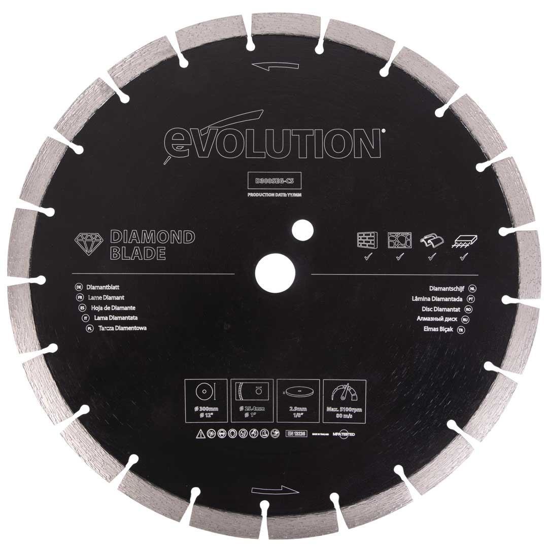 Evolution D300SEG-CS2: 12 in., Segmented Edge, 1 in. Arbor