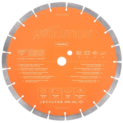 Evolution PD300SEG-CS2 | 12 in. | 1 in. Arbor | High Diamond Concentration | Segmented Premium Diamond Blade
