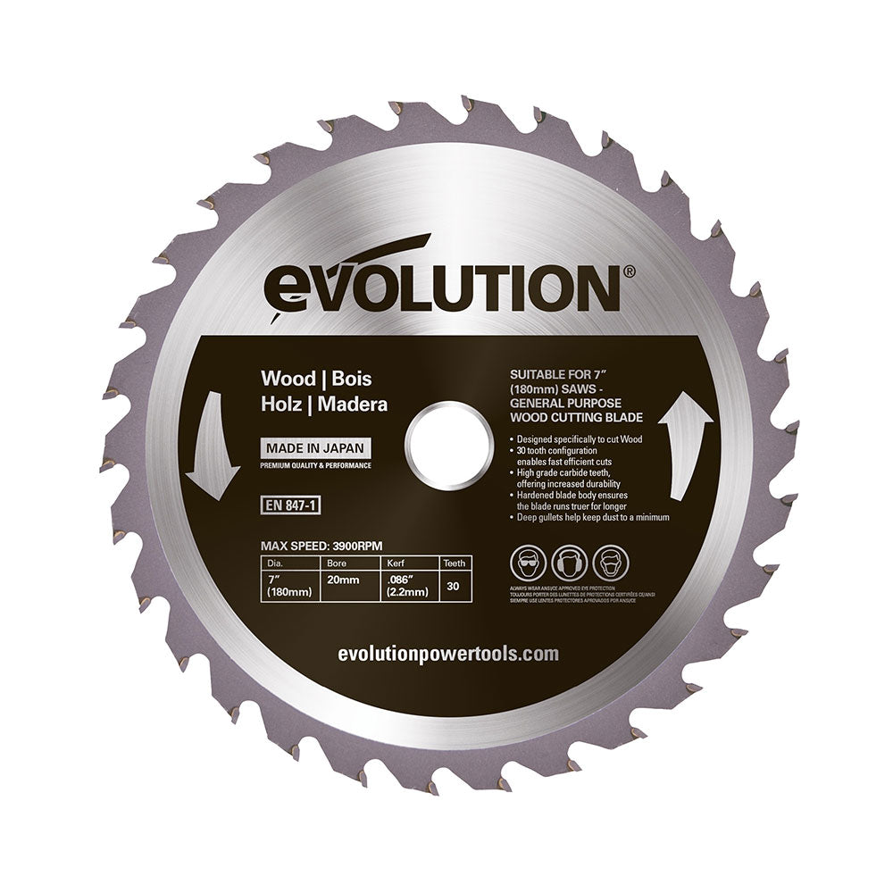 Evolution 180BLADEWD: 7 in. 30T, 25/32 in. Arbor, Tungsten Carbide ...