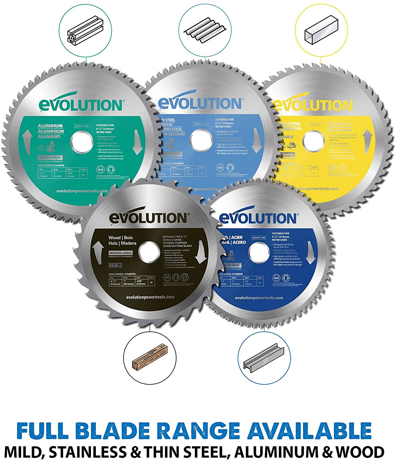 Evolution 8-1/4 in. 50T, 1 in. Bore, Tungsten Carbide Tipped Mild Steel Cutting Blade