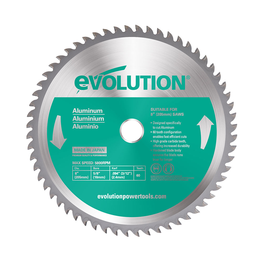 Evolution 8BLADEAL: 8 in. 60T, 25/32 in. Arbor, Tungsten Carbide Tipped ...