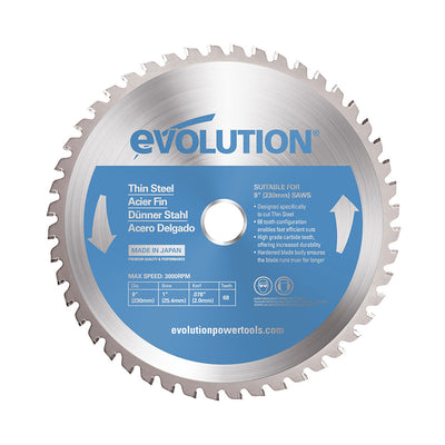 Evolution 230BLADETS: 9 in. 68T, 1 in. Arbor, Tungsten Carbide Tipped ...