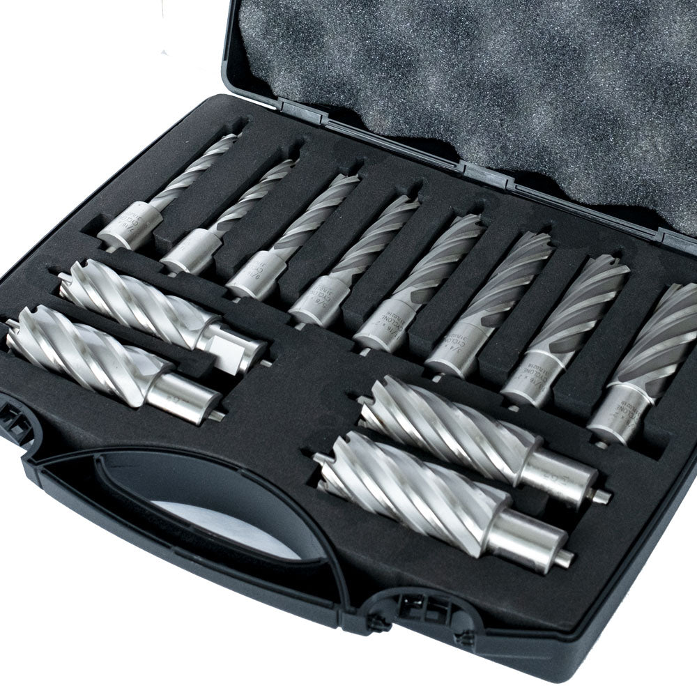 Evolution 12pc 2 in. Depth Annular HSS Mag Drill Cutter Set 7/16 To 1-1/8 in. With 3/4 in. Weldon Shank