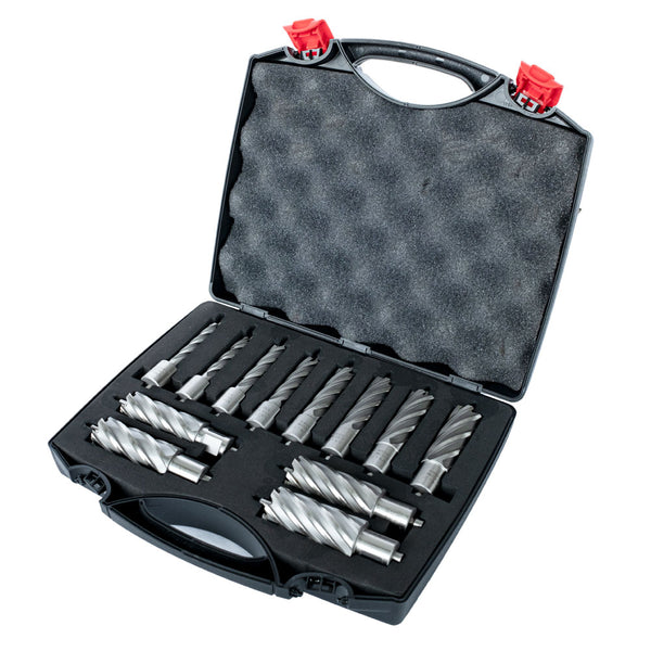 Evolution 12pc 2 In. Depth Annular HSS Mag Drill Cutter Set 7/16 To 1-1/8 Inch With 3/4 Inch Weldon Shank