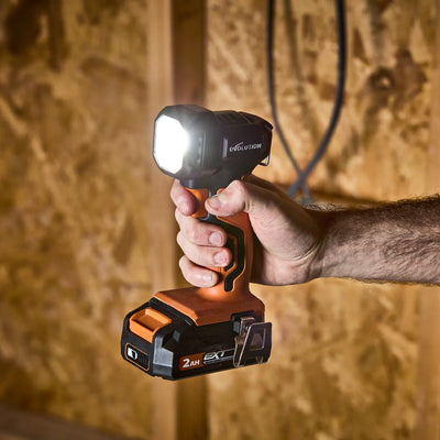 Evolution Cordless R1000TOR-Li 1000 Lumen Torch Light 20v Li-Ion EXT Bare Tool Evolution Cordless R1000TOR-Li 1000 Lumen Torch Light 20v Li-Ion EXT Bare Tool
