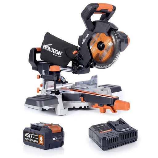 Evolution Cordless 18v EXT Li-Ion R185SMS-Li Sliding Mitre Saw Inc Multi-Material Blade - Evolution Power Tools