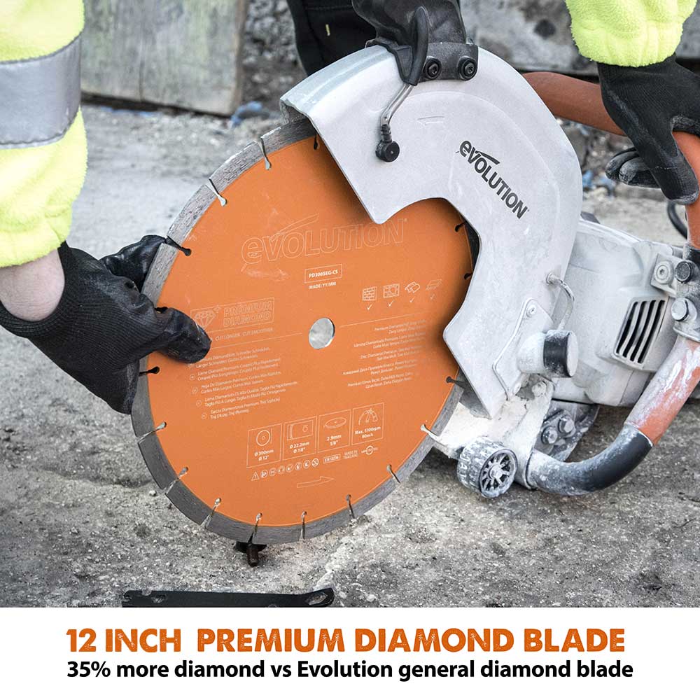 Evolution R12DCT | 12 in. | Electric Concrete | Water Fed Dust Suppression | Premium Diamond Blade Included