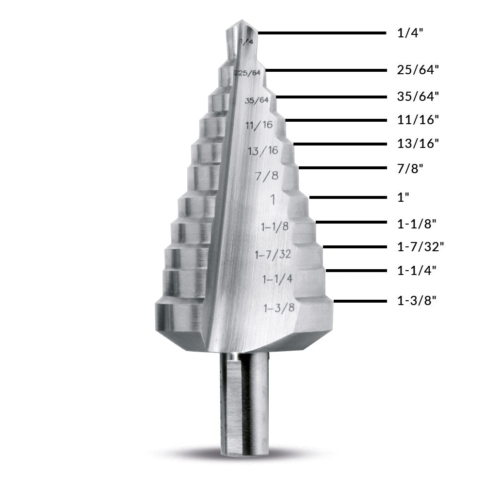Evolution SD-11: 1/4 to 1-3/8 in. Straight Flute Step Drill