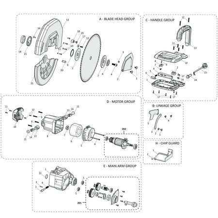 Evolution S380CPS Chop Saw Spare Parts (Head)